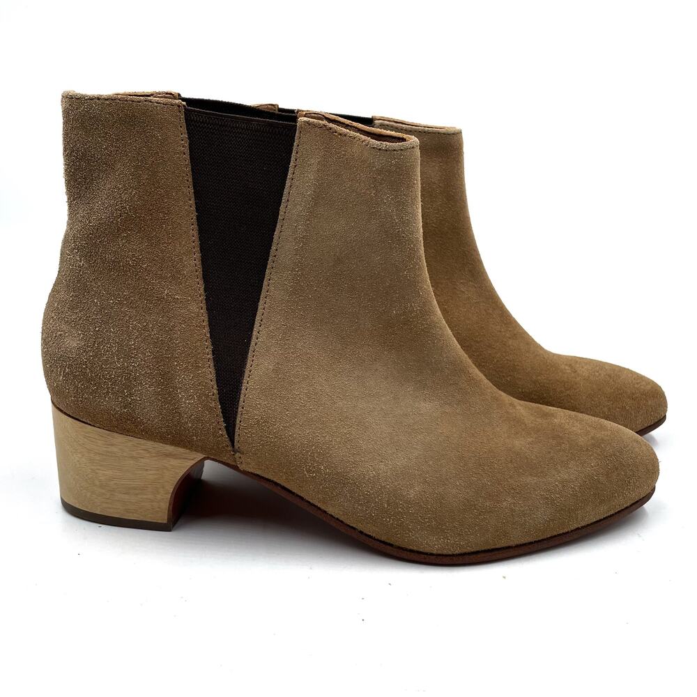 Rachel Comey Chelsea Boots Brown Suede Block Heel Pull On Ankle Sz 8